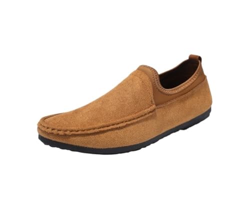 Mens Loafers PU Leather Round Toe Lightweight Resistant Comfortable Walking Shoes Casual Solid Color Slip On