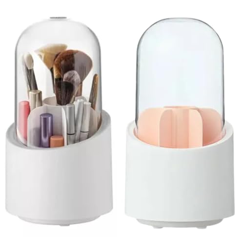 Organizador de Pincéis Para Maquiagem Com Tampa Porta Pincel Lapis Rimel Giratorio