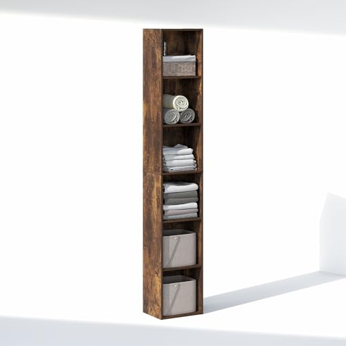 Image of Furinno Cubicle 6-Tier Closet Organizers and Storage, Closet Organizer, Open Shelf Closet Storage, 21.1 inch W, for Wardrobe, Bedroom, Living Room, Amber Pine