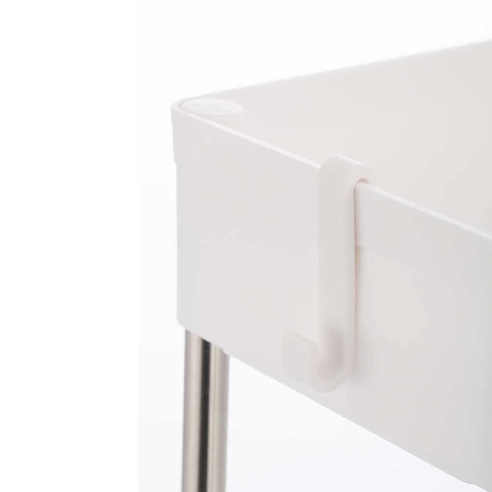 BAKAJI Carrello Carrellino Slim Stretto Sottile Salvaspazio Cucina Bagno Ripostiglio con Ripiani e 4 Ruote, Scaffale Portaoggetti Multiuso con Rotelle (3 Ripiani)