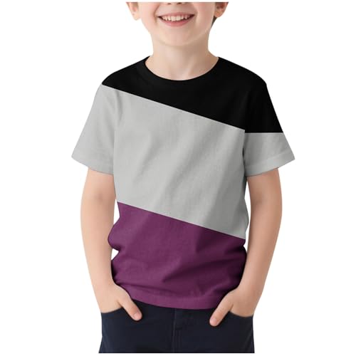 2-13 Years Girls Color Block Short Sleeve T Shirts Kids Casual Crew Neck Tops 2025 Basic Summer Loose Fit Tees
