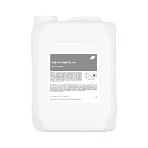 AP Händedesinfektion 83 Vol. % Ethanol I 5L I Effektive Desinfektion nach WHO-Rezeptur I Rückfettend & Hautfreundlich I Desinfektion gegen Bakterien Viren & Pilze I Für gründliche Hygiene