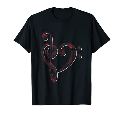 Divertidas citas de música - Clave aguda bajo Clef corazón Camiseta