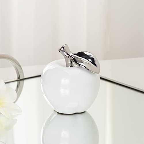 Torre & Tagus Orchard Ceramic Apple Décor For Display On Bookshelf, Living Room, Dining Room, Home Office, White #TOP2