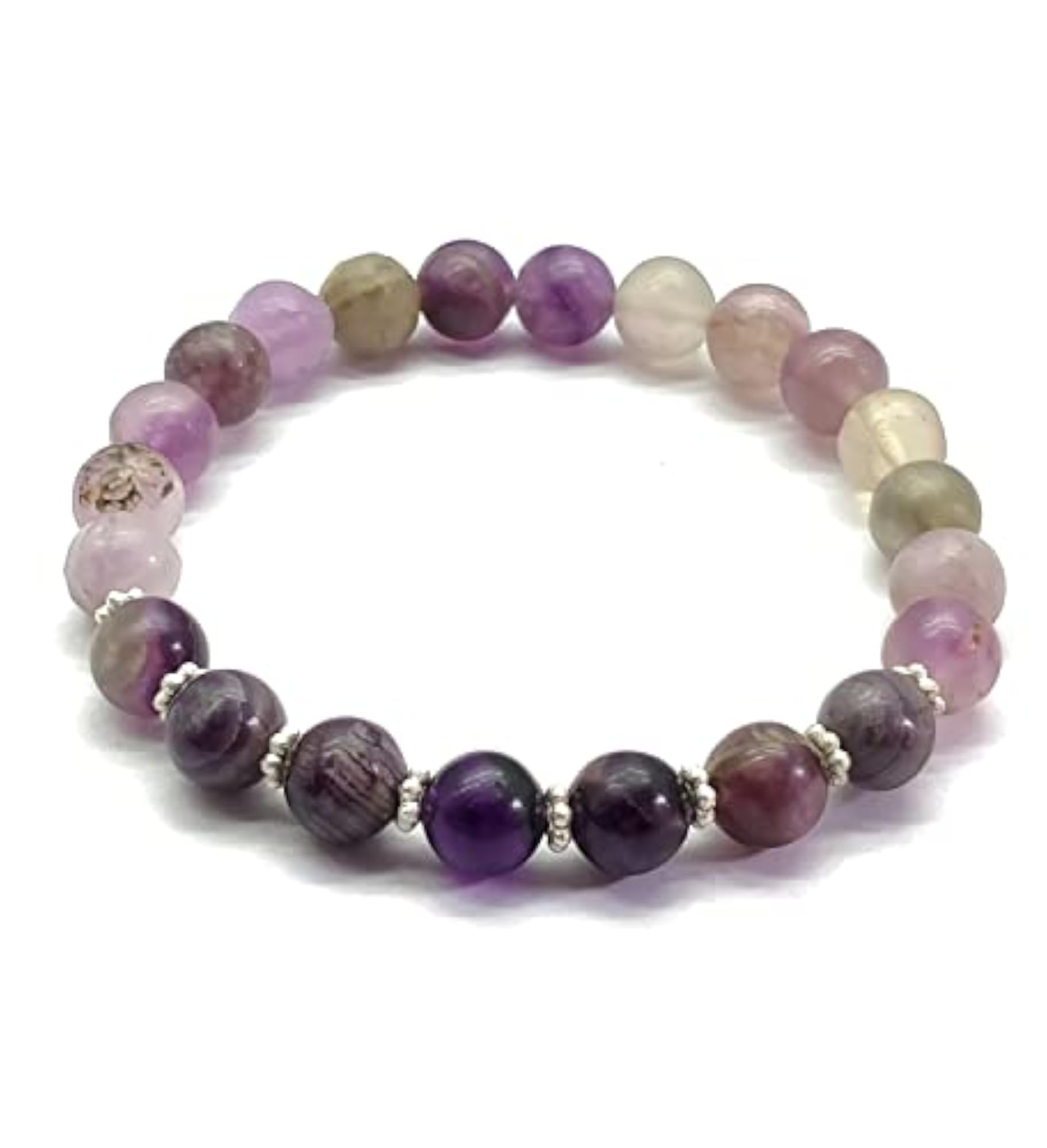 Natural Matte Fluorite 8mm Round Beads Stretchable Bracelet, Unisex