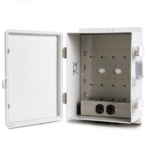 Image of Namunanee Outdoor Electrical Junction Box, ABS Water Resistant Enclosure with Internal Mounting Panel & Hinged Cover (13 inch H* 9.2 inch L* 4.6 inch W & Outlet)