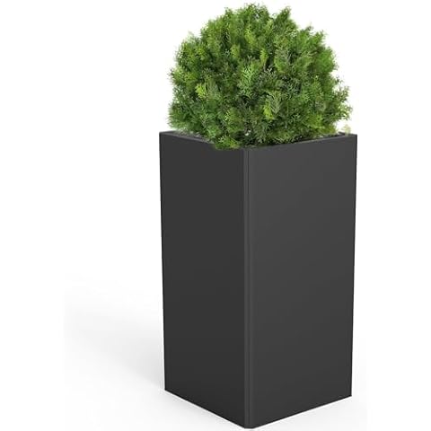 28 Inch Metal Tall Planter for Indoor/Outdoor Use Cover
