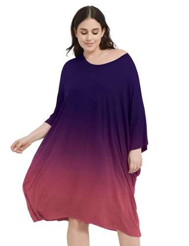 Image of KFUBUO Plus Size Nightgowns for Women Oversized Sleep Tshirts Dress Short Sleeves Sleepwear With Pocket Fit S-5XL