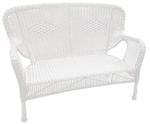 Jeco Inc W00213-L Windsor Wicker Patio Love Seat, White