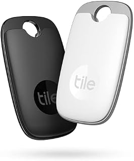 Tile RE-51002 Pro (2022) Bluetooth key finder, 2-pack, 120m range, including community search function, iOS & Android app, compatible with Alexa & Google Home, 1x black, 1x white, black/white