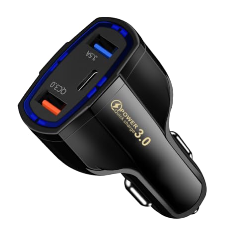 Ankuee Fast Car Charger Adapter, QC3.0 Quick Power Delivery Block with Dual Port USB Type C, Cigarette Lighter Plug Fast Charging, Compatible with iPhone 15 Pro Max Plus Samsung and More (Black)