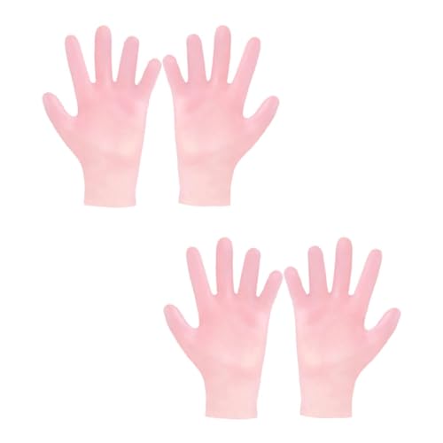 Healeved 2 Pairs Moisturizing Gloves for Women Exfoliating Glove Dry Skin Care Hand Whitening Treatment Pink Comfortable Glove Set