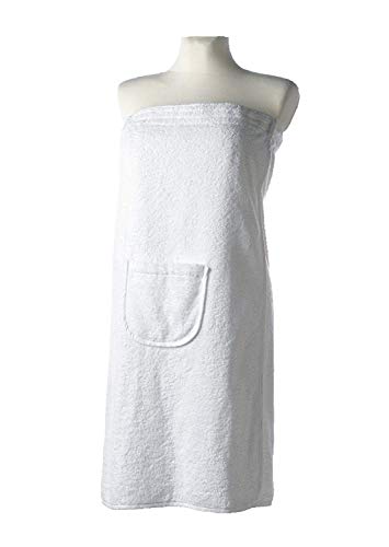 Carenesse Toalla de Sauna para Mujer, con Bolsillo y Cierre de Velcro, Falda de Sauna, 100% algodón, 80 x 140 cm