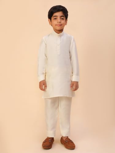 Image of Pro-Ethic Style Developer Kids Kurta Set For Boys With Waist Coat, Ethnic Wear for Diwali, Eid, Raksha Bandhan, Jacquard, Floral Print (Pack of 1)