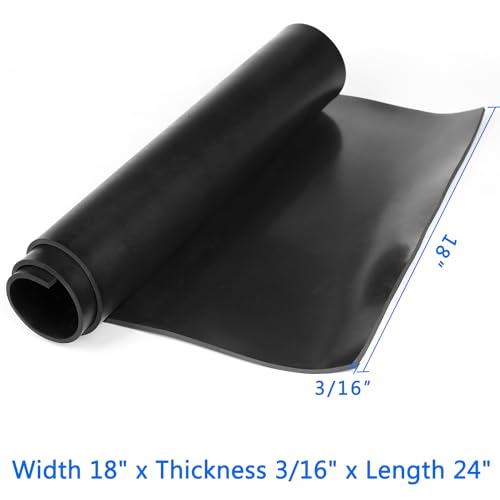 Image of WochiTV Solid Rubber Strips Rolls, 18 inch Wide x 3 /16 inch Thick x 24 inch Long Neoprene Rubber Sheets Perfect for DIY Gasket Material, Sealing, Liner, Shield, Padding, Mat
