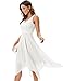 Meetjen Women A Line V Neck Sleeveless Lace Chiffon Dresses Cocktail Prom Dress Vestidos De Mujer Elegantes White L