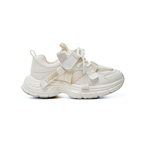 Kids Unisex Fashion Sport Sneakers, Chic Microfiber Ribbon, Chunky Platform Athletic, Mesh/Synthetic Leather Upper Available, Hook and Loop with Laces, EVA SBS-Blend Sole2