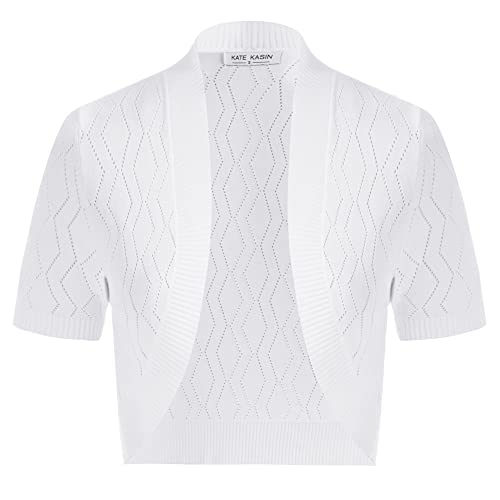 Kate Kasin Femme Gilet Classique Casual Cardigan Ouvert sur Le Devant 0375S22-01 Blanc L Cover