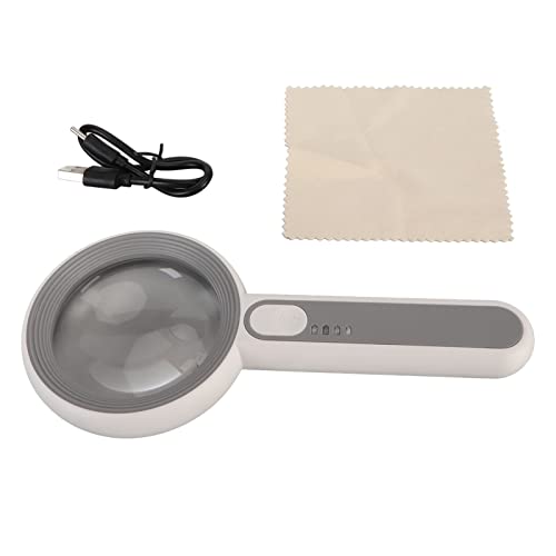 Handheld LED Magnifying Glass, 6X 12X Magnifying Glass with 16pcs LED, Magnifying Glass LED Illuminated Magnifier for Jewellery Identification Collections