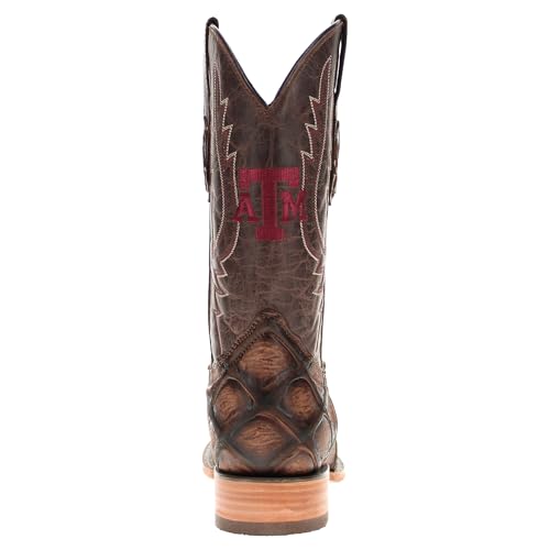 Vaccari Men's Cooper Genuine Exotic Print Leather & NCAA League Embroidery Broad Square Toe Cowboy Boots4