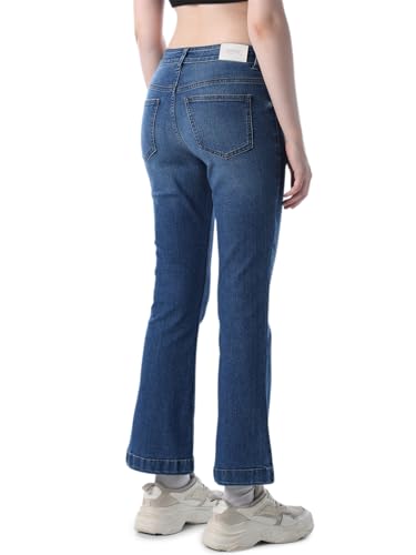 Image of ONLY Women's Solid Flared High Rise Black Jeans