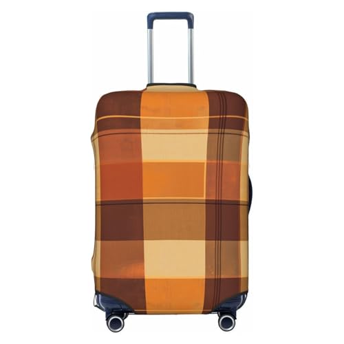 Elastic Luggage Cover Anti Scratch Dirt Covers, Brown Grid Travel Luggage Cover Suitcase Protector Fits 31-32 Inch Luggage