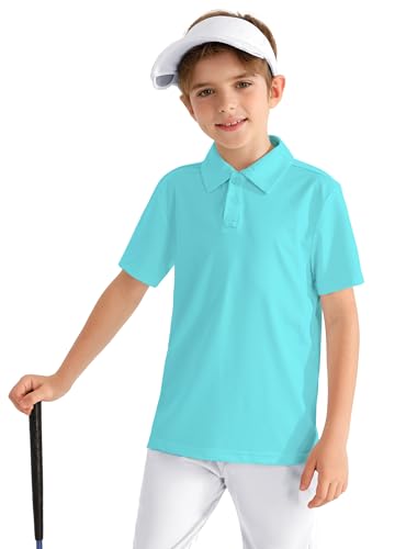 Boys' Performance Polo Shirt Golf Grid Short Sleeve Collar