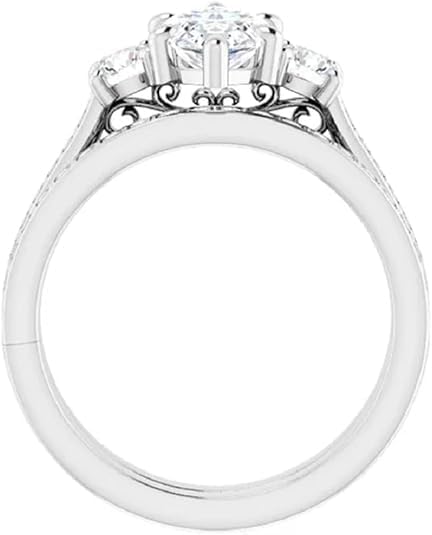 1-5 CT Moissanite Engagement Ring Set for Women | Solitaire Three-Stone Bridal Wedding Set Gifts | 925 Silver, 10K/14K/18K Solid Rose/White/Yellow Gold