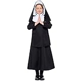 StarDY Gothic Lolita Dress Black Nun Dress Child Cross Pattern Embroidery Girls Cosplay Nun Halloween outfit Carniva Girls Costume (Black, XL)