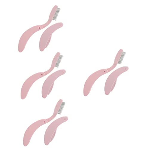 FRCOLOR 4sets Metal Eyelash Comb Lash Extension Separator Tool Portable Eyebrow Brush Combs for Women Men 2pcs*4