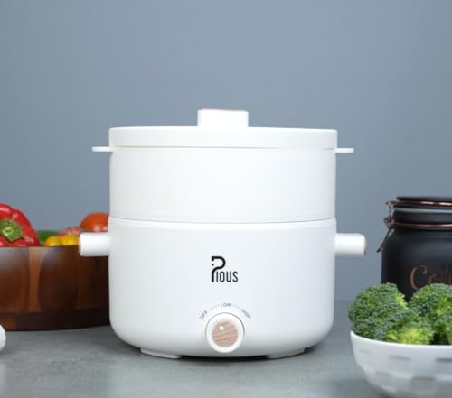 Image of Pious 2L Electric Ceramic Kettle Pot with Steamer, 700W (White)