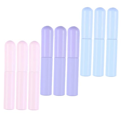 IWOWHERO 9 Pcs Silicone Lip Brush Set with Caps Versatile Makeup Applicators for Lipstick and Concealing Easy to Carry Round Head Brushes