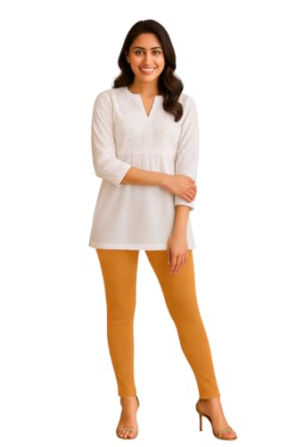 Image of Amazon Brand - Anarva Women's Super Cotton Combed Slim Fit Elastane Stretch Comfort Ankle Length Leggings with Ultrasoft Waistband