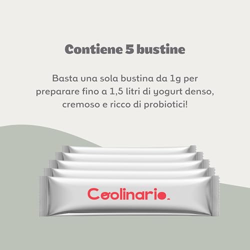 Coolinario Fermenti Lattici Per Yogurt Con Probiotici Extra L. Reuteri (5 Bustine Da 1G) | Colture Vive Per Yogurt Fatto In Casa, Cremoso E Denso | Non Ogm, Senza Conservanti, Glutine, Halal & Kosher - 4