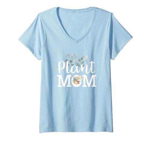 T-shirt Winnie l'Ourson avec imprimé végétal poétique et col en V féminin