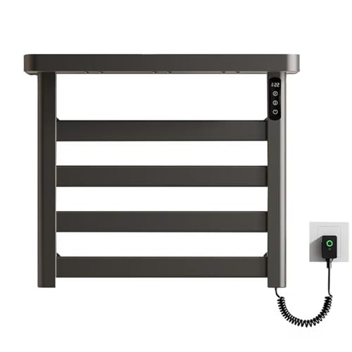 YXZQLOZ Toallero eléctrico de pared para baño con temporizador e indicador LED, hecho de aleación de aluminio. (gris espacial justo fuera de los límites)