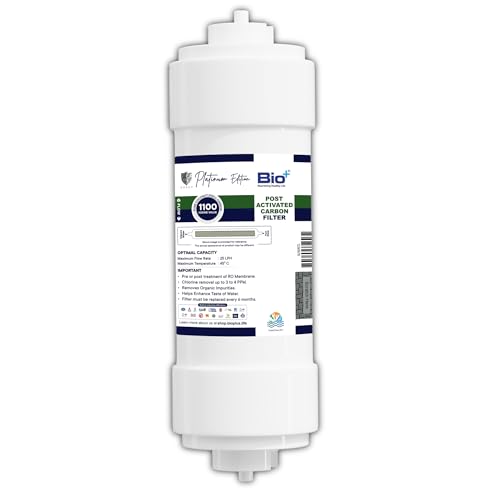 Image of Bio+ Post Carbon Filter 8 inch - 1100 Iodine Value - 4 Wash Activated Carbon - Superior Filtration for Purified Water - Remove Odors, Chemicals, and Impurities