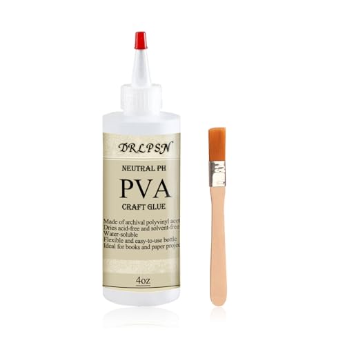 DRLPSN PVA Glue Book Binding, PH Neutral PVA Adhesive, Professional-Grade Strength Acid-Free Book Glue, Dries Clear & Remains Flexible, Used for Book Repair, Framing & Crafts | Safe for Paper (4 oz)