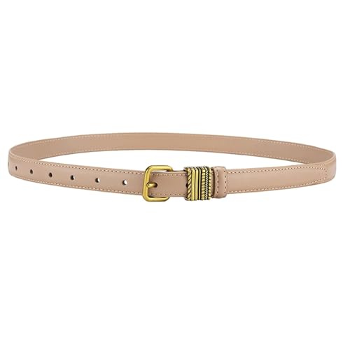 Belts for women, Waist Belt Women's Waist Belts Vintage Pure Cowhide Belts Denim Suit Pants Artistic Belt Alloy Pin Buckle Belt(Beige,100 CM)