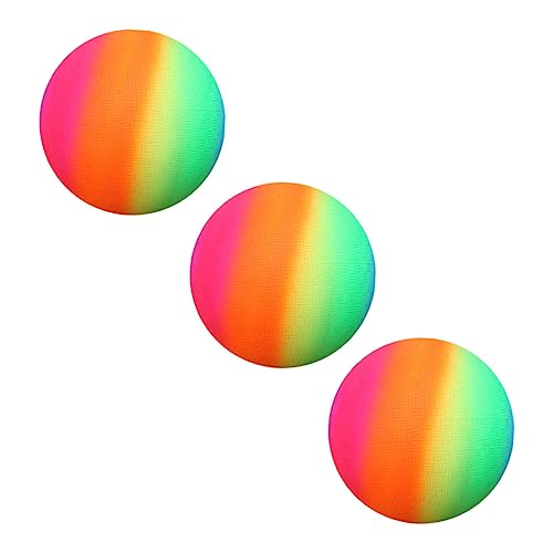 ibasenice 3Pcs Rainbow Balls Inflatable Bounce Play Balls for Outdoor Fun Kickball Handball for Backyard Games Safe Material for Boys
