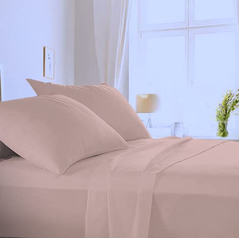 Made in Italy - Ensemble de draps de différentes Tailles + taies d'oreiller en Pur Coton de Haute qualité (ci-Dessous avec Coins H 20cm) l'original Bee by Angel's (2 Personnes 140x190, Rose poudré) Cover