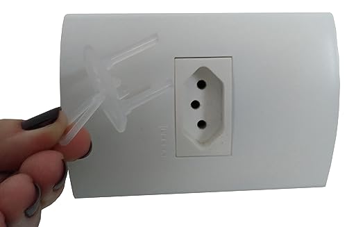 Kit 10 Protetor Tomada Bebe Segurança Contra Choque C/ 2 Chaves Transparente