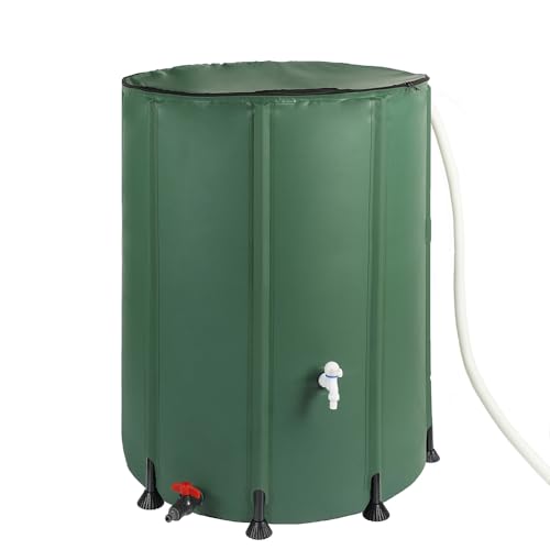 TERRE JARDIN - Réservoir Récupérateur Eau de Pluie, 750 L - Cuve Eau de Pluie, Pliable, en PVC Armée - Réservoir avec Robinet d'Arrêt et Robinet...