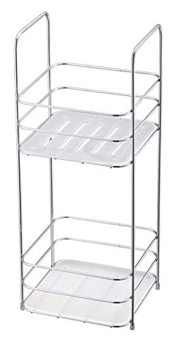 HERSIG - Estanteria Baño | Estantería Pequeña Blanca con 2 Baldas - 16,5 x 15,5 x 40 cm