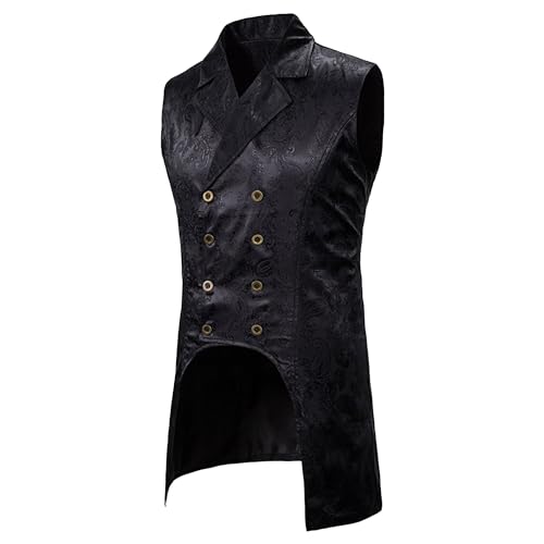 Mens Victorian Suit Vest Steampunk Gothic Sleeveless Tailcoat Paisley Dress Floral Vest Waistcoat