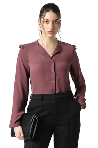 Image of Van Heusen Women Polyester Regular Fit Solid Full Sleeve Casual Shirt