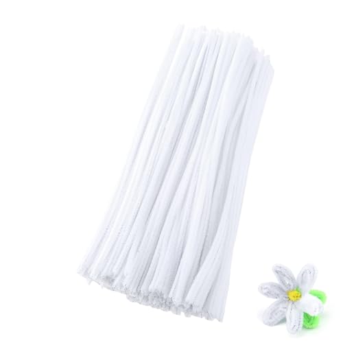 LATRAT Pack of 100 30 cm Pipe Cleaners Chenille Wire, Craft Pipe Cleaners Chenille Wire for DIY Handmade Crafts Decorating (White)