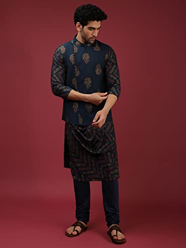 Elina fashion Men's Indian Rayon Kurta Pajama And Nehru Jacket (Waistcoat) || Designer Ethnic Wedding Diwali Puja Set2