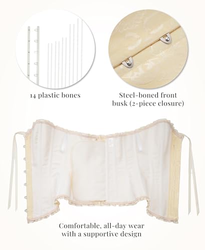 Image of SZIVYSHI Corset Tops for Women, Bustier Shapewear Lingerie, Lace Waist Push Up Bodysuit
