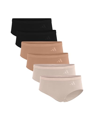 adidas Women's Active Seamless Hipster Underwear 6-Pack, Black/Black/Toasted Almond/Toasted...